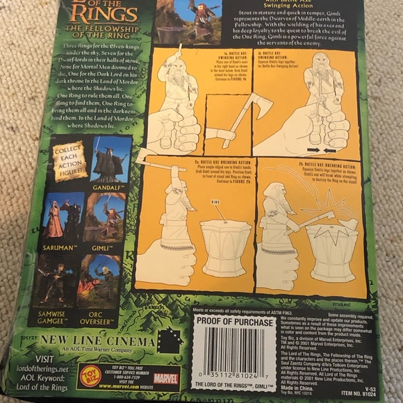 ToyBiz Lord Of The Rings The Fellowship Of The Ring Gimli Action Figure - Picture 10 of 12